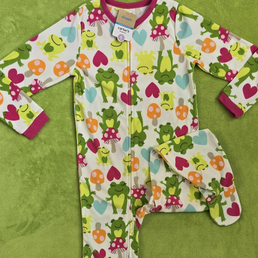 NWT - Girls Size 7 - FROG Footie BLANKET SLEEPER Pink Green Orange Yellow (Q6)